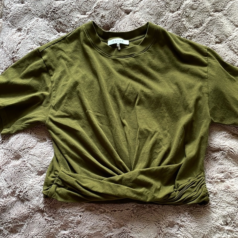 Frame knotted rolled crop top tshirt